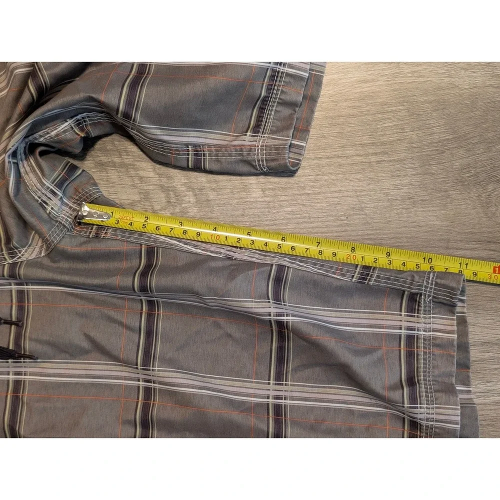 Hurley Mens‎ Plaid Board Shorts Green Orange Plaid Swim Trunks Size 34-36